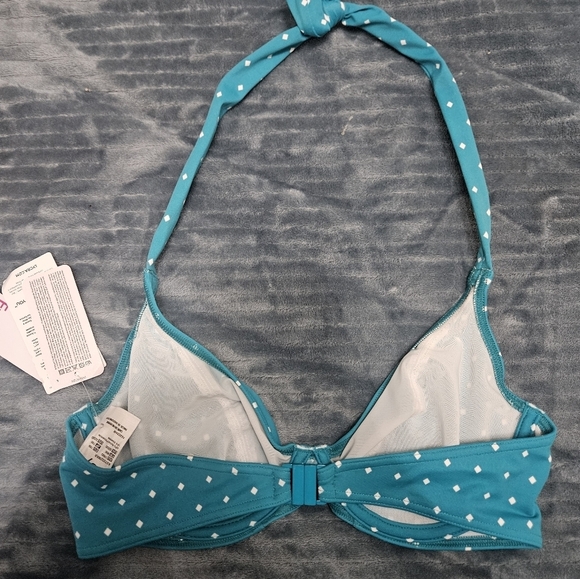 NWT! Freya Tie Neck Blue With White Dots Bikini Top! - Picture 3 of 5